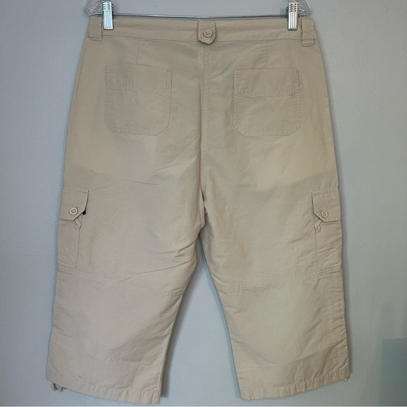 Woolrich Pants Size 12 Light Beige Cargo Pocket Cropped Lightweight Casual - Picture 9 of 9
